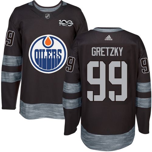 Adidas Oilers #99 Wayne Gretzky Black 1917-100th Anniversary Stitched NHL Jersey - Click Image to Close